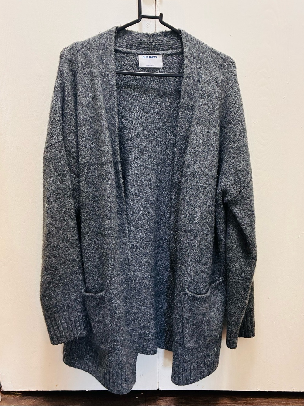 Old Navy Charcoal Grey Textured Knit Open-Front Cardigan Sweater